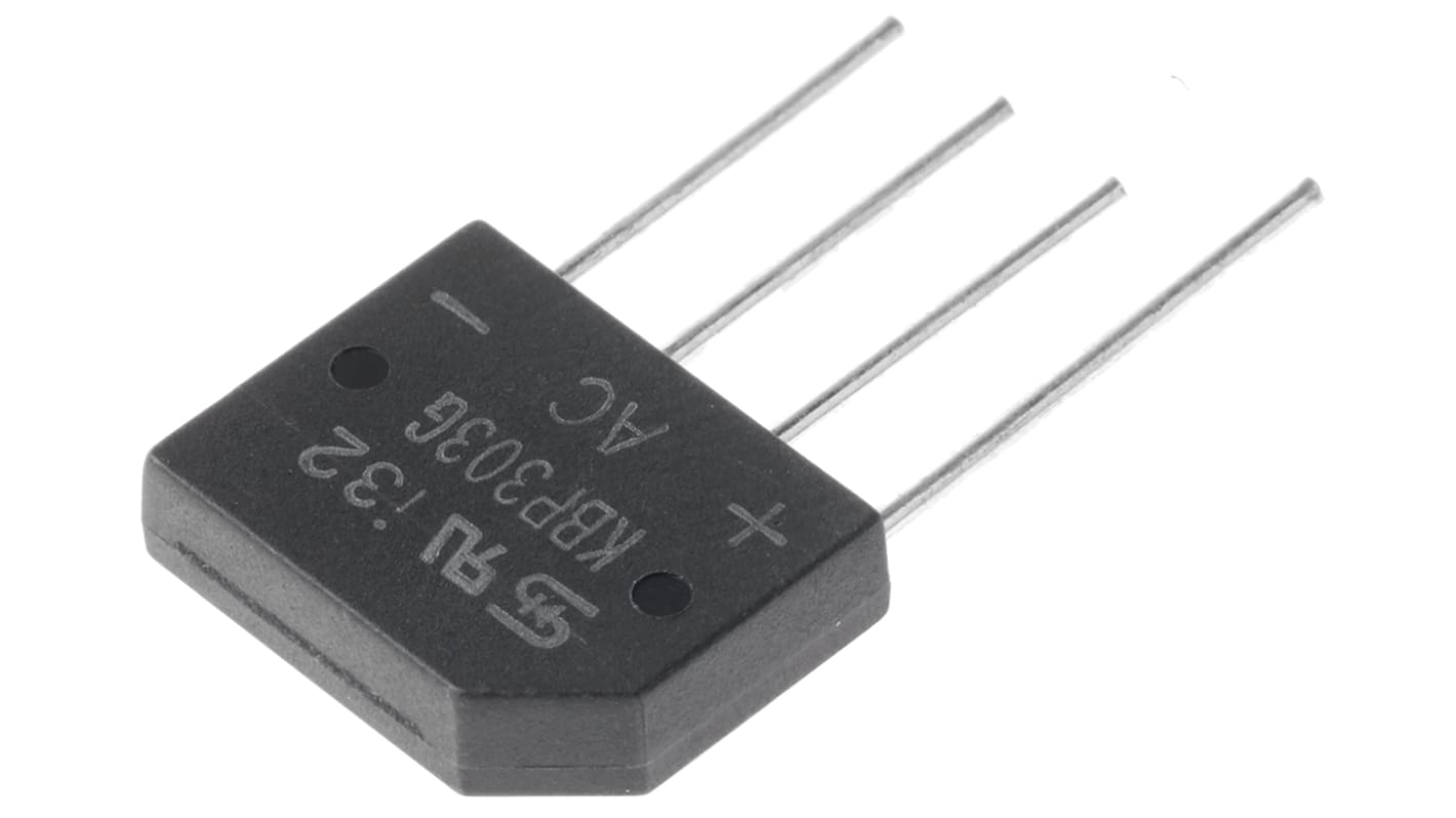 Taiwan Semiconductor Brückengleichrichter, 1-phasig 3A 200V THT 1.1V KBP 4-Pin 10μA Siliziumverbindung