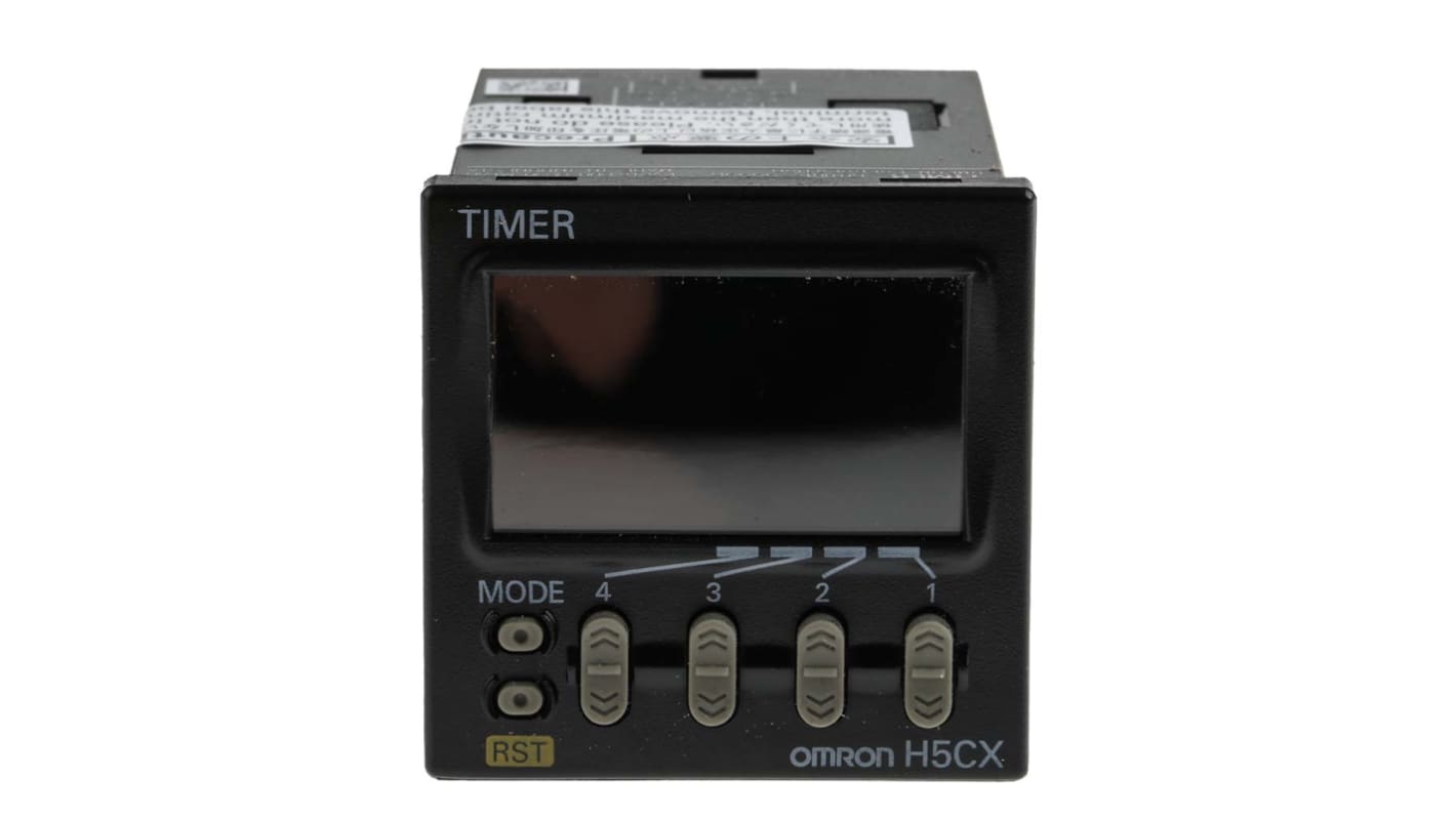 Omron H5CX Series Panel Mount Timer Relay, 100 → 240V ac, 1-Contact, 0.001 s → 9999h