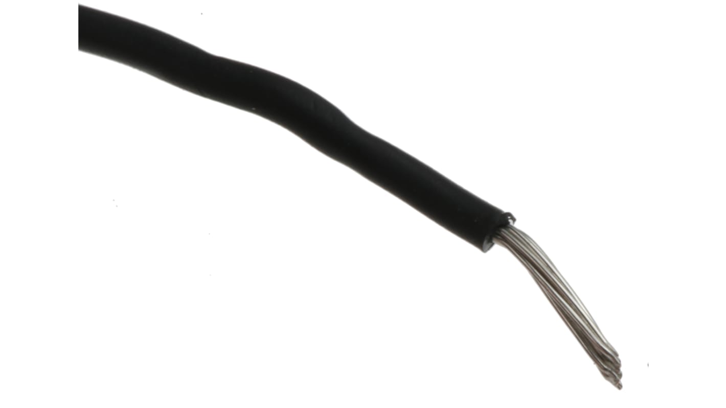 Alpha Wire Einzeladerleitung 0,2 mm², 24 AWG 30m Schwarz MPPE isoliert Ø 1.09mm 7/0.20 mm Litzen UL11028