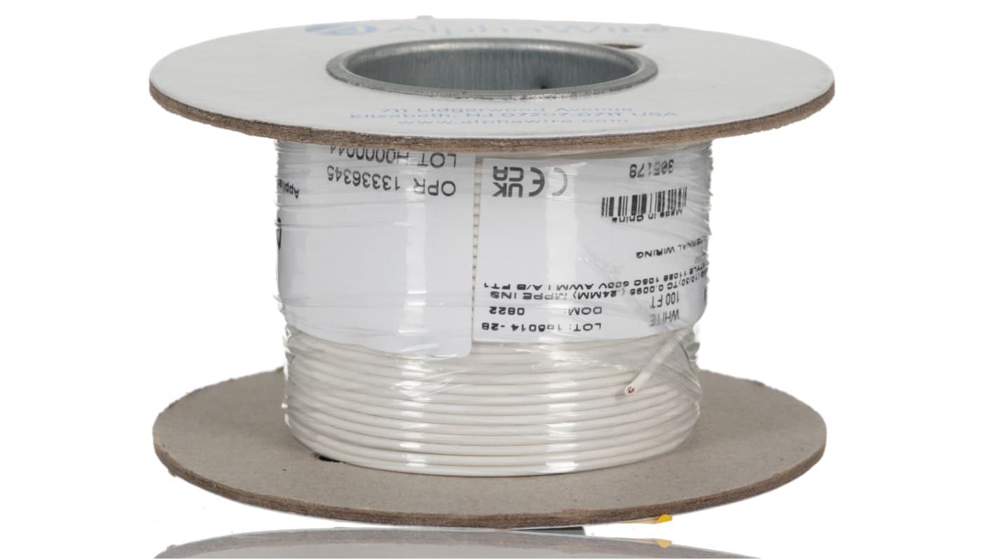 Cavo di collegamento apparecchiature Alpha Wire, 0,52 mm², 20 AWG, 600 V, 30m, Bianco, UL11028