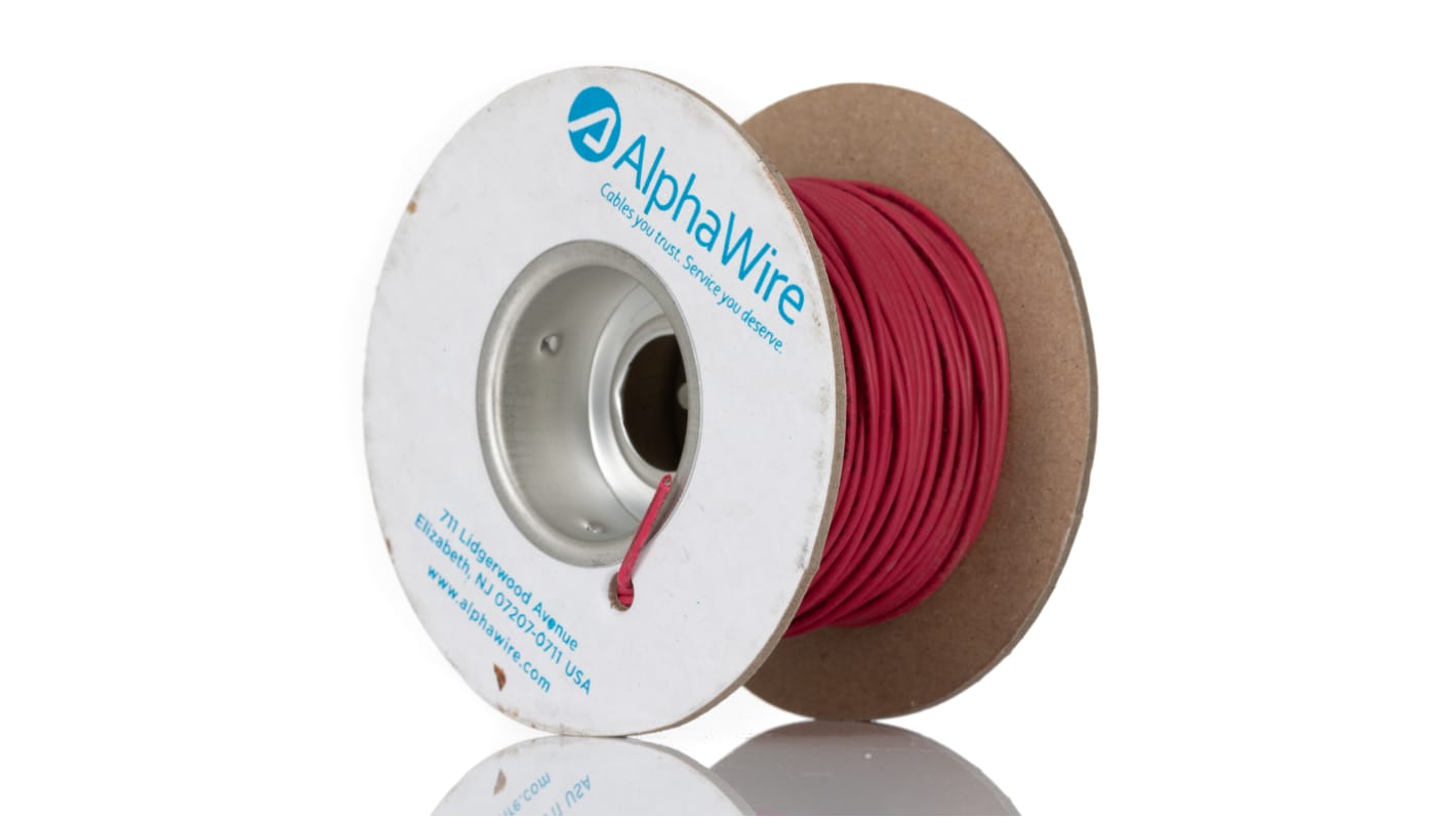 Alpha Wire Ecogen Ecowire Series Red 0.75 mm² Hook Up Wire, 18 AWG, 16/0.25 mm, 30m, MPPE Insulation
