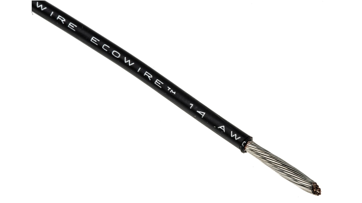 Alpha Wire Einzeladerleitung 2,1 mm², 14 AWG 30m Schwarz MPPE isoliert Ø 2.44mm UL11028