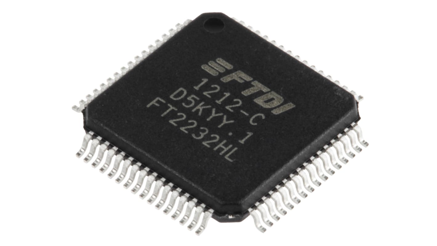 UART FTDI Chip, 2 canali, RS232, RS422, RS485, LQFP, 64 Pin