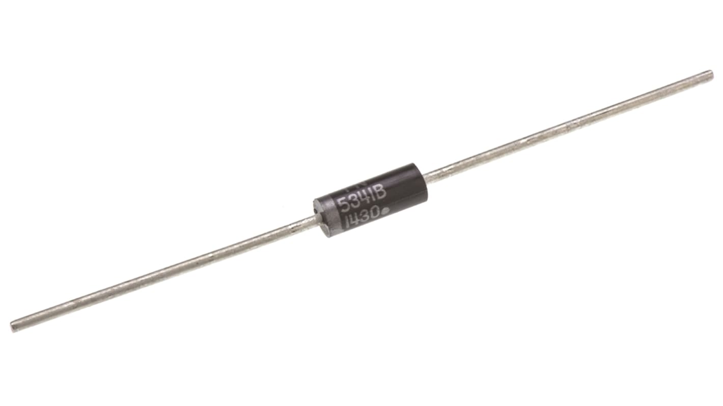 onsemi 8.89 x 3.68 x 3.68mm Simple 1N5341BG +200 °C 5 W 1μA 1Ω -65 °C Montaje en orificio pasante 6.2V 1 -65 →