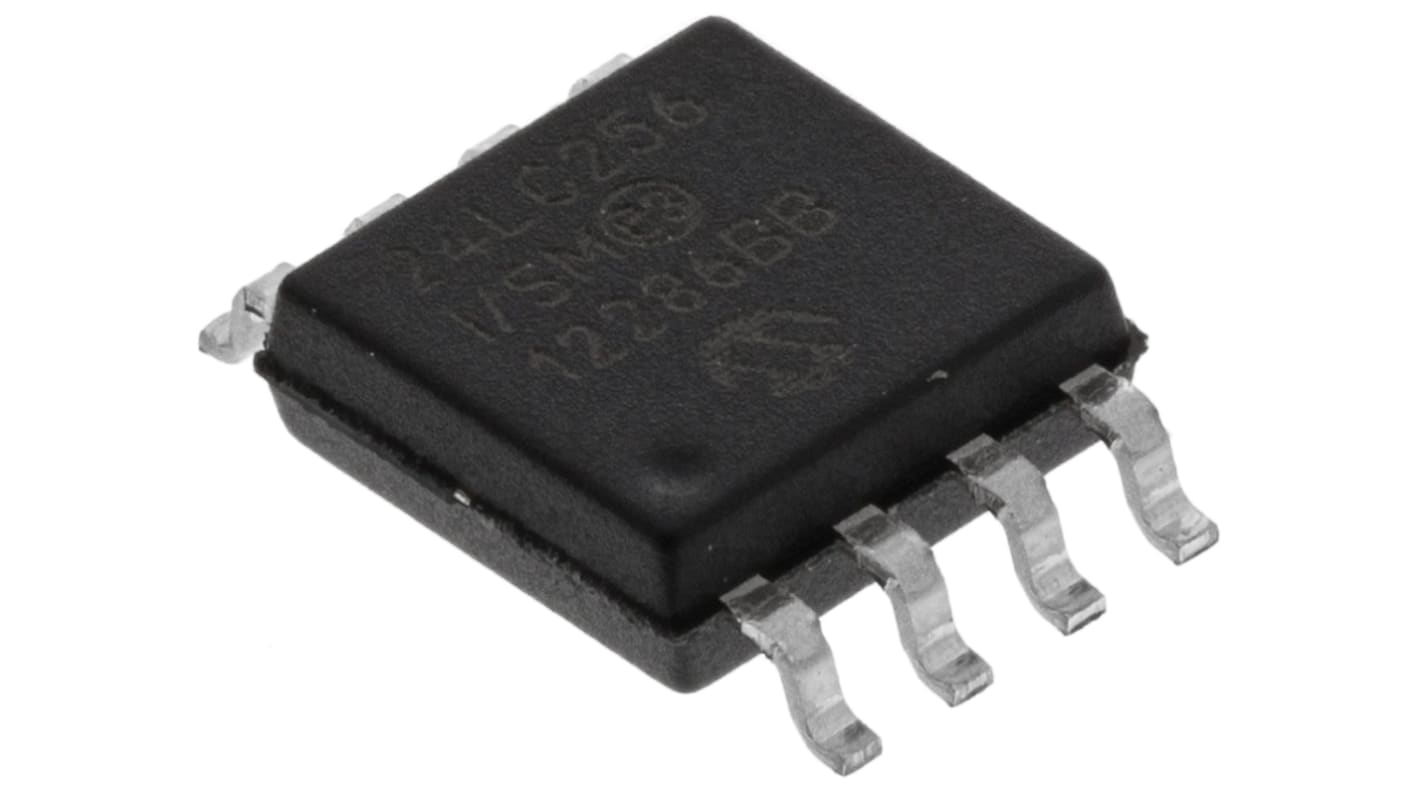 AEC-Q100 Memoria EEPROM serie 24LC256-I/SM Microchip, 256kbit, 32k x, 8bit, Serie I2C, 900ns, 8 pines SOIJ