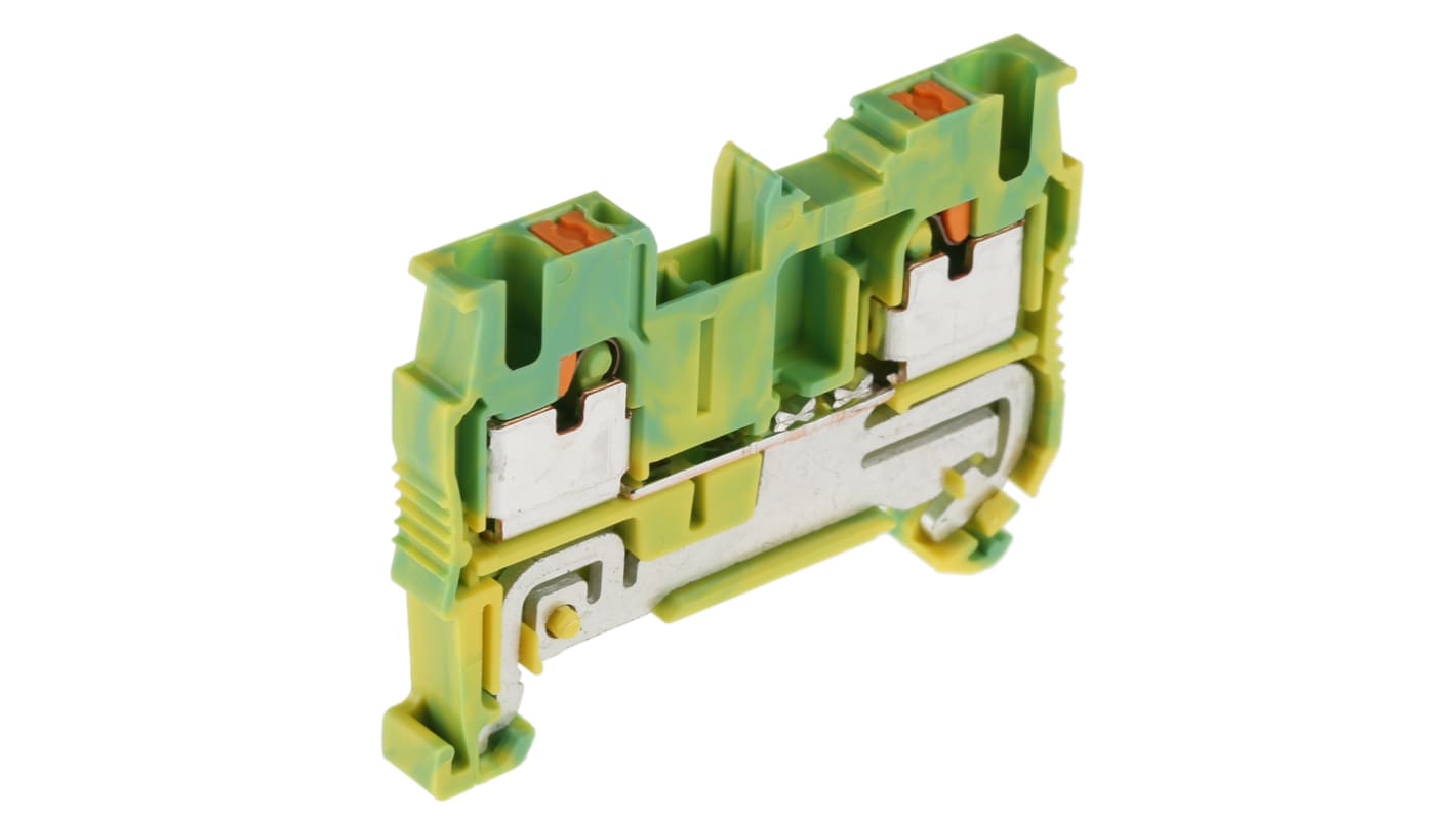 Phoenix Contact PT 2.5-PE Series Green/Yellow Earth Terminal Block, 0.14 → 4mm², Single-Level, Push In