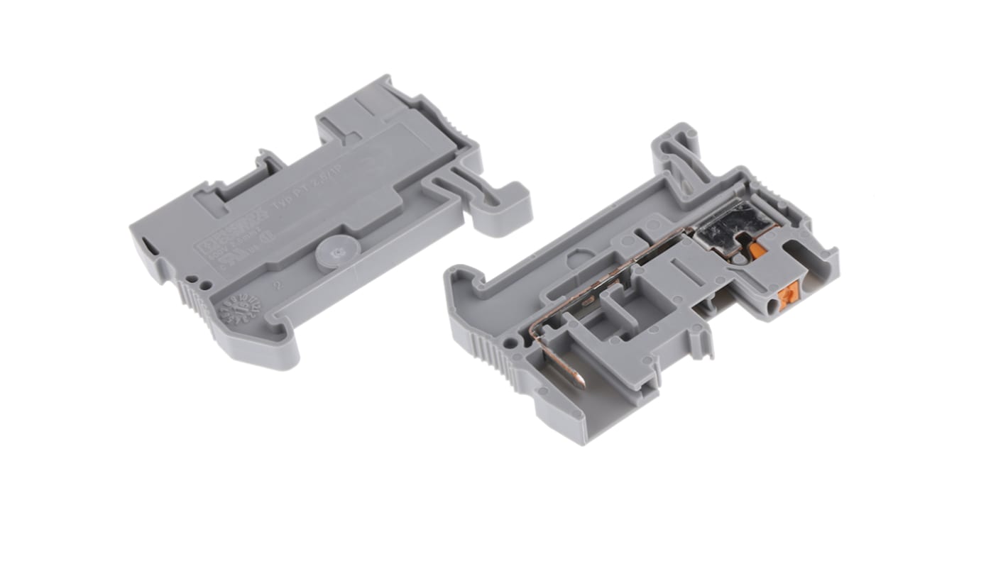 Phoenix Contact PT 2.5/1P Series Grey Feed Through Terminal Block, 0.14 → 4mm², Single-Level, Plug In Termination