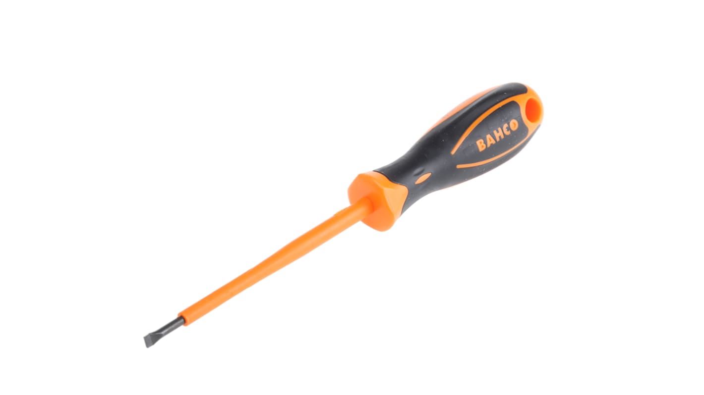 Bahco Flat Screwdriver, 0.8 x 4 mm Tip, 100 mm Blade, VDE/1000V, 190 mm Overall