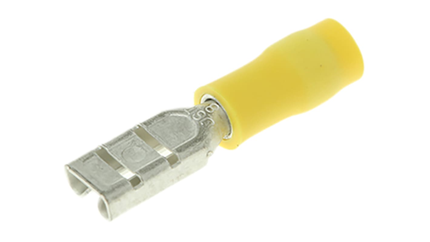 Terminal de lengüeta hembra aislado de color Amarillo JST FVDDF de crimpar, 2.79 x 0.8mm, 0.2mm² → 0.5mm², long.