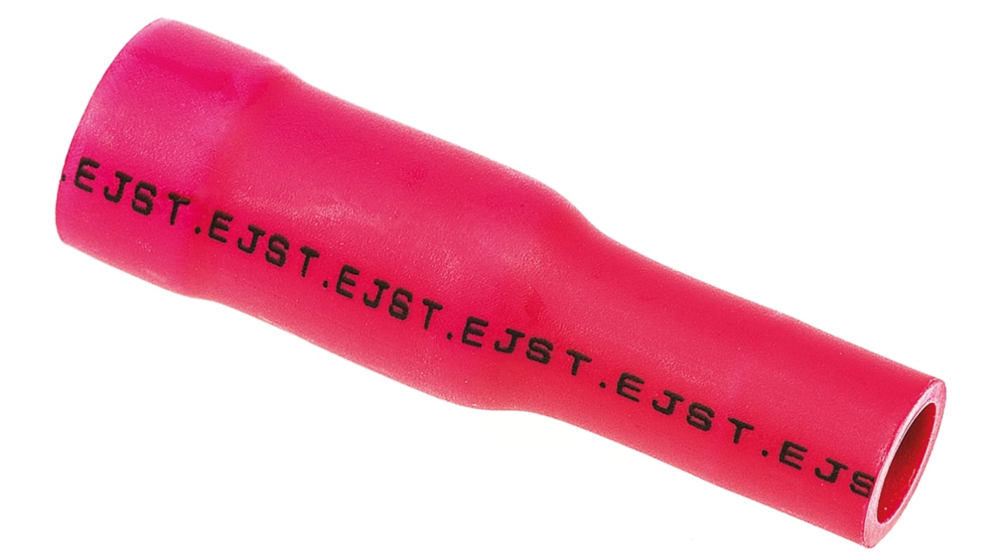 JST, CVDAGF Insulated Female Crimp Bullet Connector, 0.25mm² to 1.65mm², 22AWG to 16AWG, 4mm Bullet diameter, Red