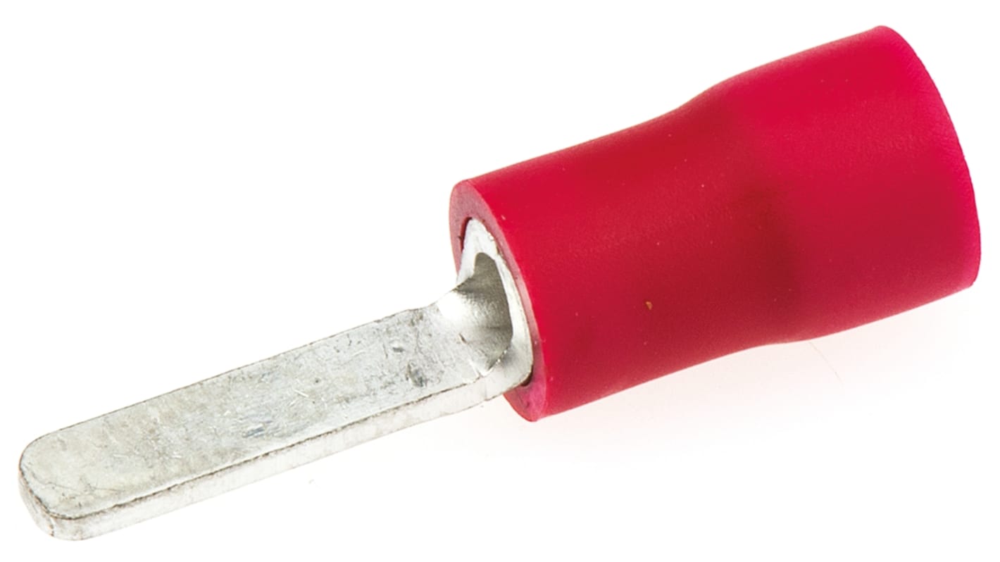 JST FV Kabelschuh Flachstift Stecker, Isoliert, Rot, L. 10mm, D. 0.8mm, Nicht ummantelt