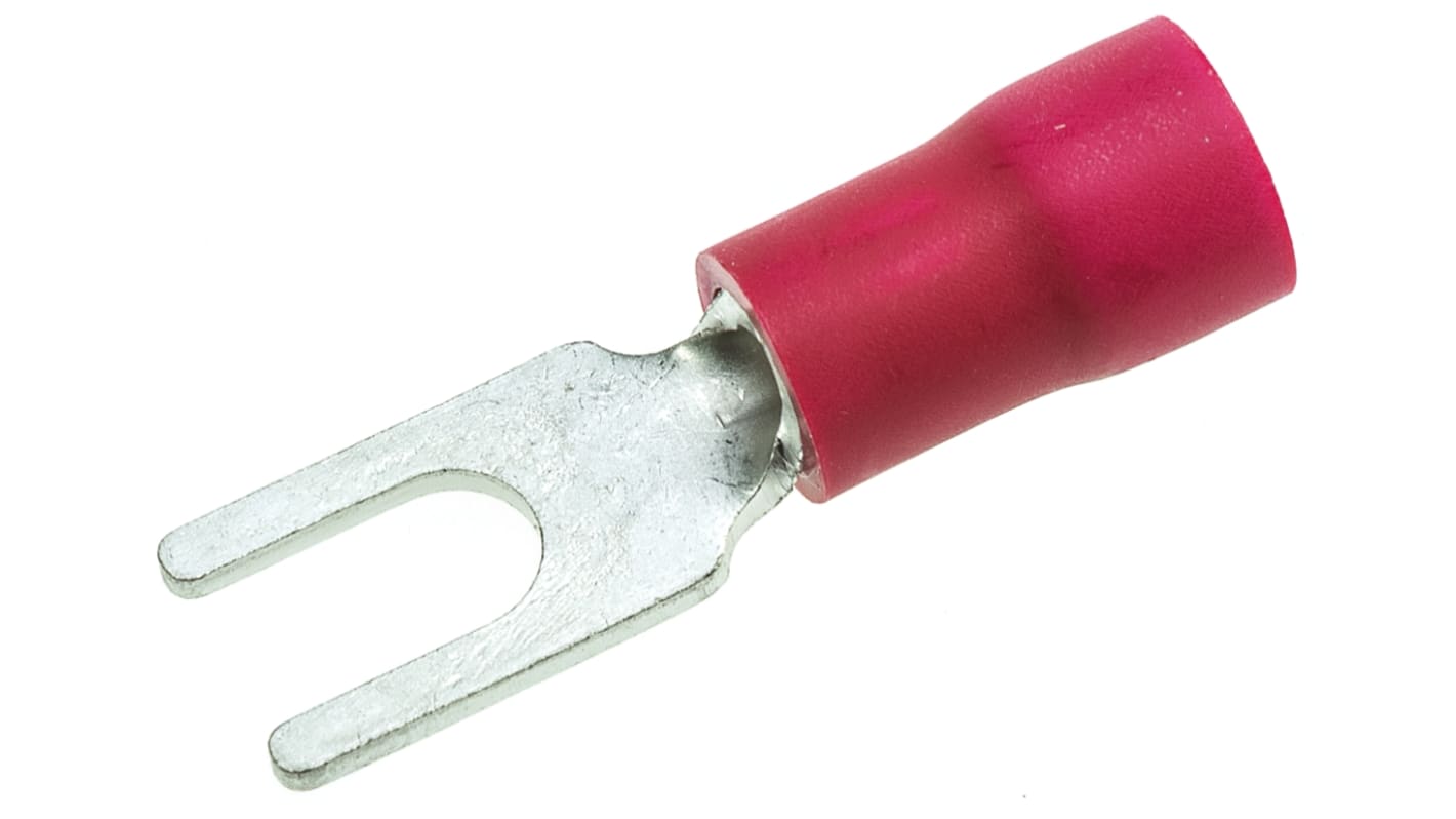 JST, FVWS1.25 Insulated Crimp Spade Connector, 0.2mm² to 1.65mm², 22AWG to 16AWG, 3.2mm Stud Size Vinyl, Red