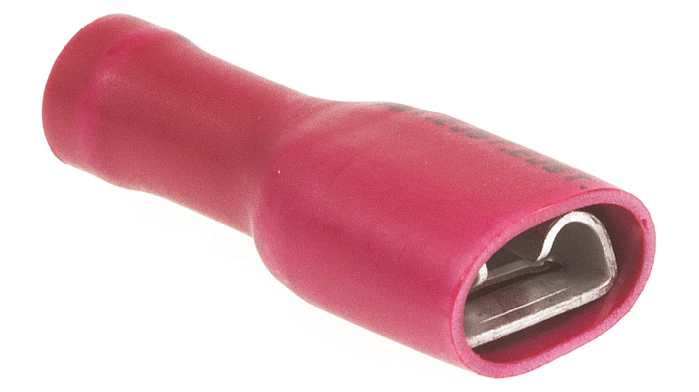 JST FLVDDF Red Insulated Female Spade Connector, Receptacle, 6.35 x 0.8mm Tab Size, 0.25mm² to 1.65mm²