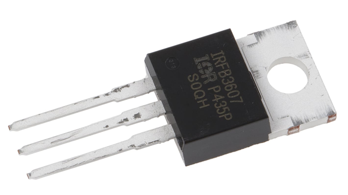 MOSFET Infineon IRFB3607PBF, VDSS 75 V, ID 80 A, TO-220AB de 3 pines, config. Simple