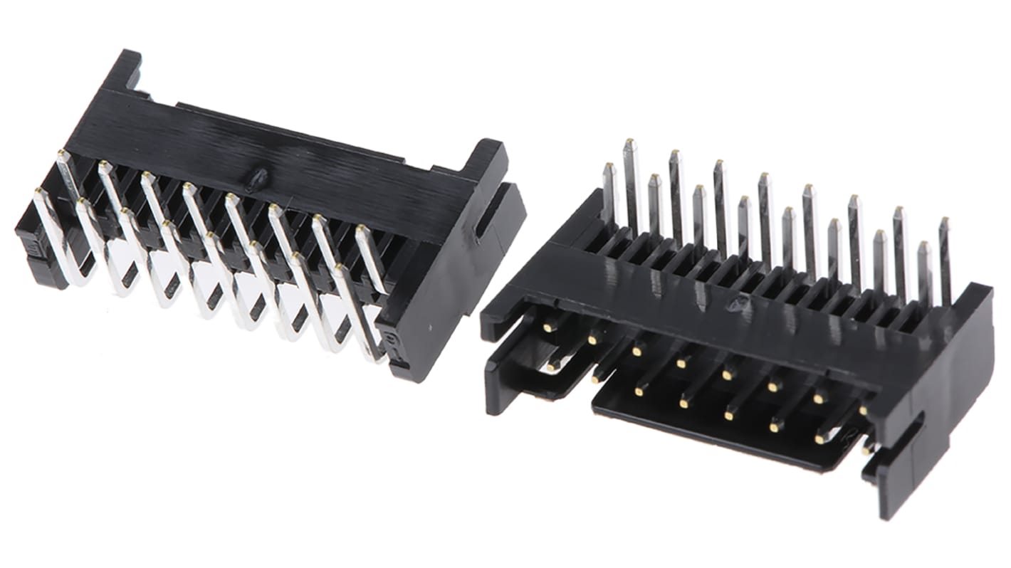 Hirose DF11 Series Right Angle Through Hole PCB Header, 16 Contact(s), 2.0mm Pitch, 2 Row(s), Shrouded