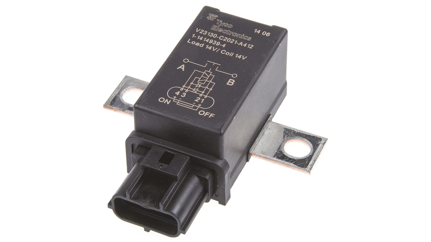 Relé para automoción TE Connectivity BDS-A, SPST, bobina 12V dc, conmutación 190A /12V dc, montaje por reborde