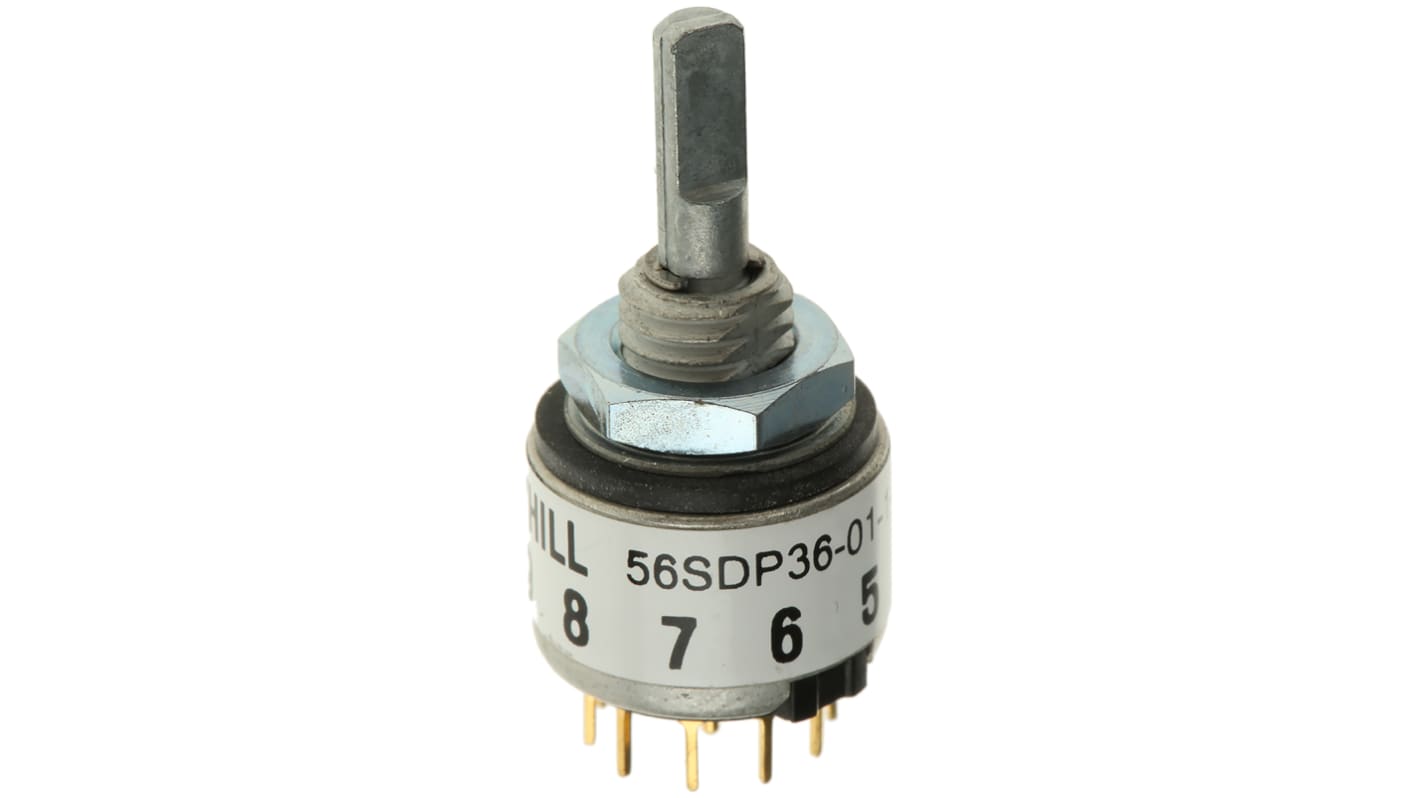 Grayhill, 10 Position SPST Rotary Switch, 200 mA @ 30 V dc, Solder