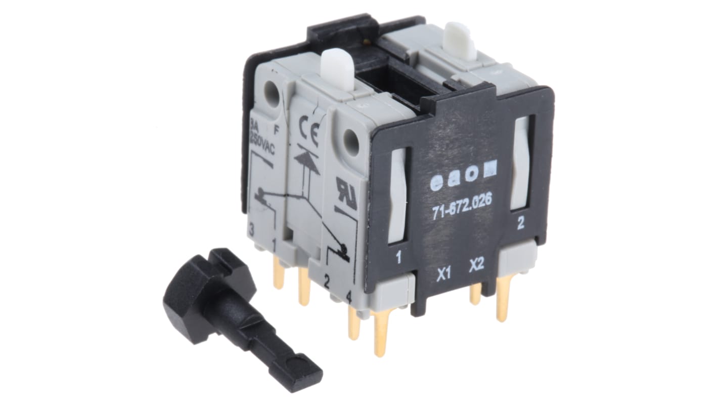 EAO Contact Block for Use with Series 71 Push Button Switches, 250V ac, 2NO + 2NC