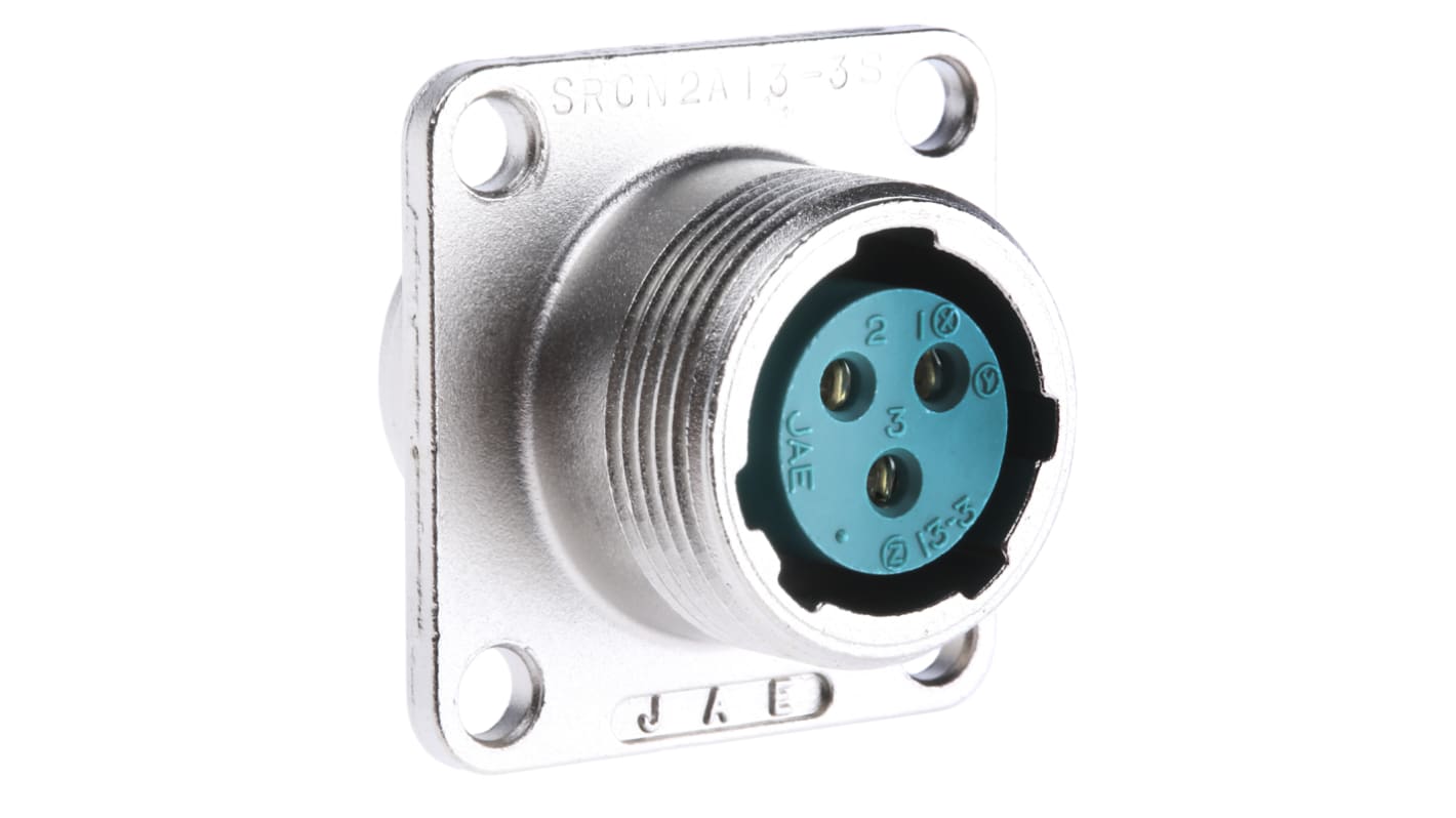 JAE Circular Connector, 3 Contacts, Panel Mount, Miniature Connector, Socket, Female, SRCN Series