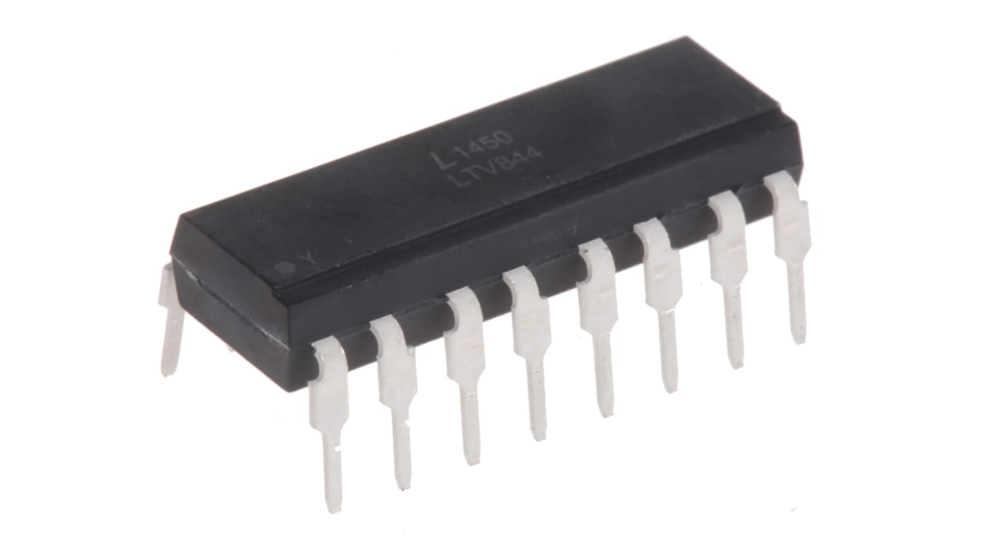 Lite-On, LTV-844 AC Input Transistor Output Quad Optocoupler, Through Hole, 16-Pin PDIP