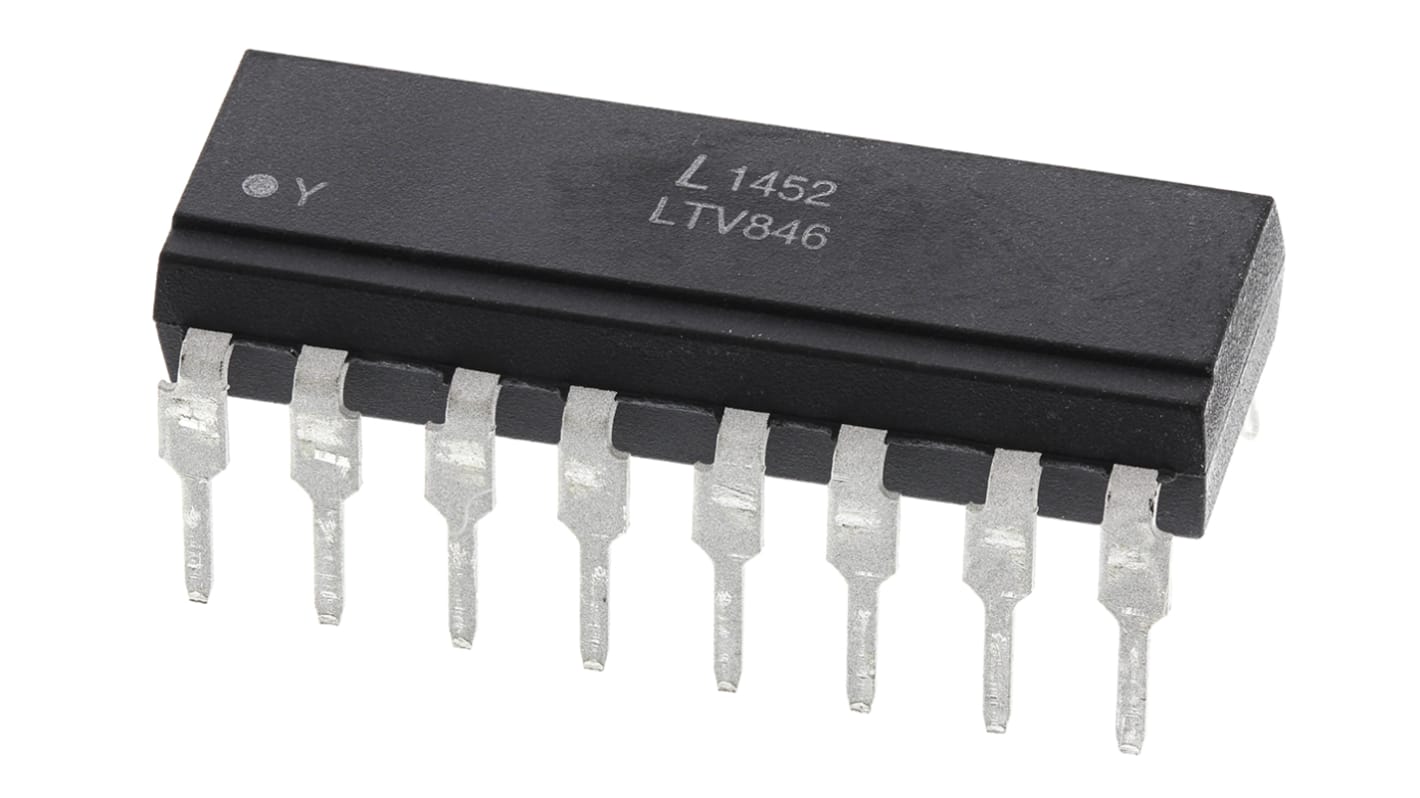 Optoacoplador Lite-On LTV de 4 canales, Vf= 1.4V, Viso= 5 kVrms, IN. DC, OUT. Transistor, mont. pasante, encapsulado