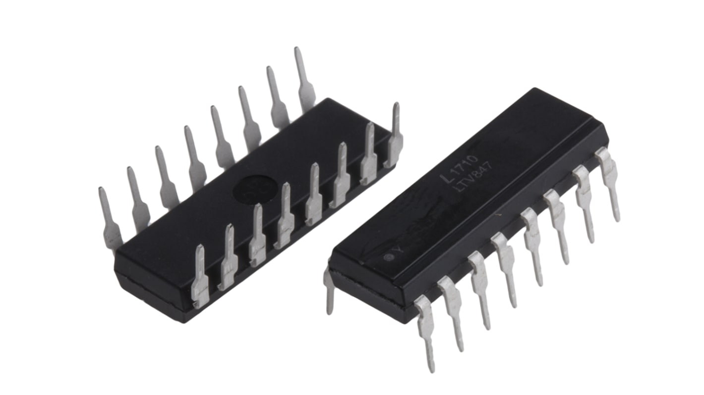 Lite-On, LTV-847 DC Input Transistor Output Quad Optocoupler, Through Hole, 16-Pin PDIP