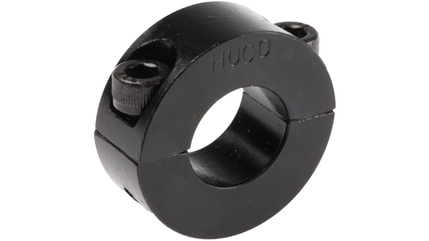 Huco Shaft Collar Two Piece Clamp Screw, Bore 20mm, OD 40mm, W 15mm, Steel