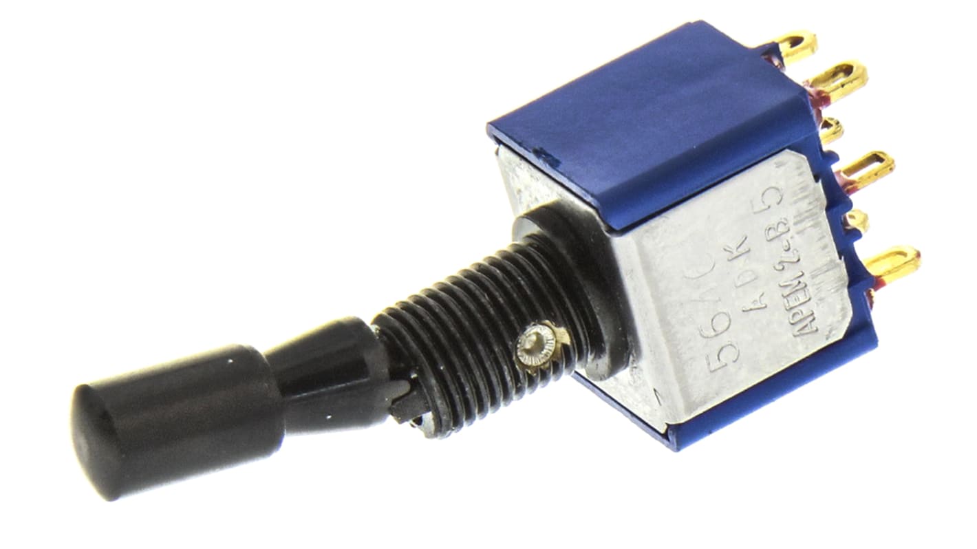 APEM Toggle Switch, Panel Mount, On-On, DPDT, Solder Lug Terminal, 30V dc