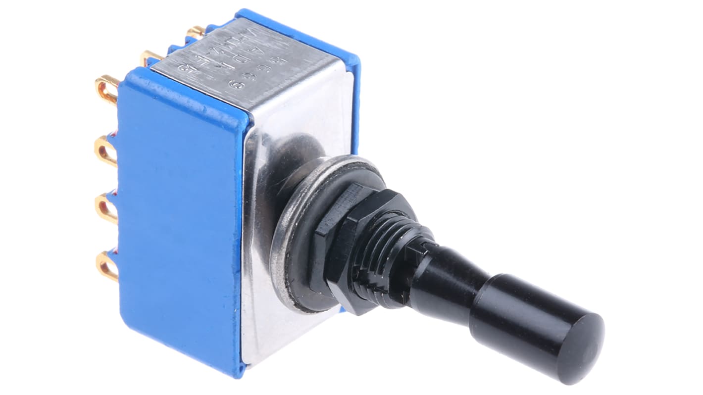 5669ADBGK3V APEM Toggle Switch, Panel Mount, OnOffOn, 4PDT, Solder