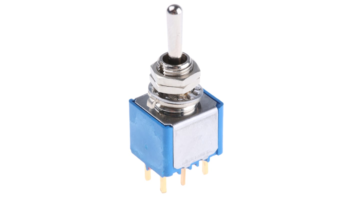 APEM Toggle Switch, PCB Mount, On-Off-On, DPST, PC Terminal Terminal, 20V ac/dc