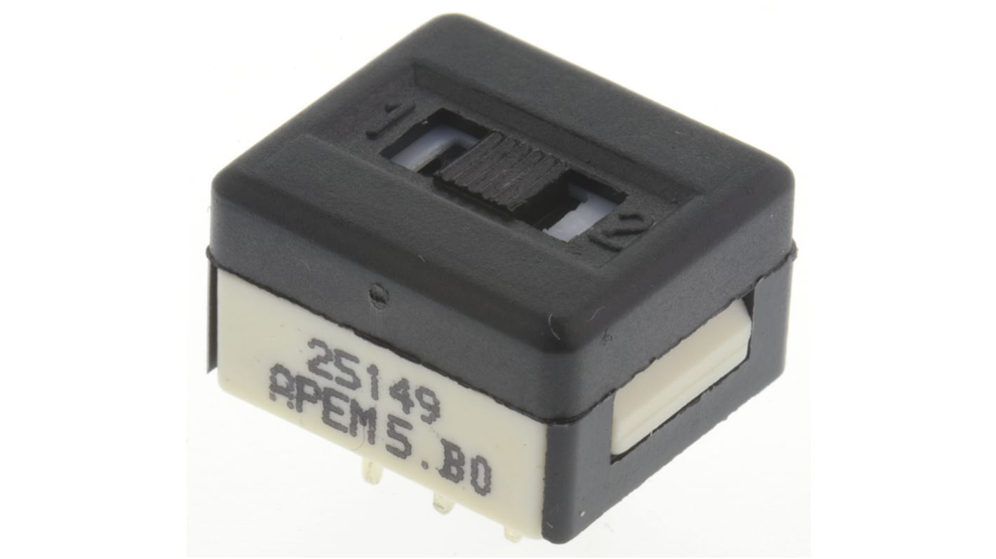 Przełącznik suwakowy, DPDT, montaż PCB, 1 A przy 30 V DC, -40 → +85°C, APEM