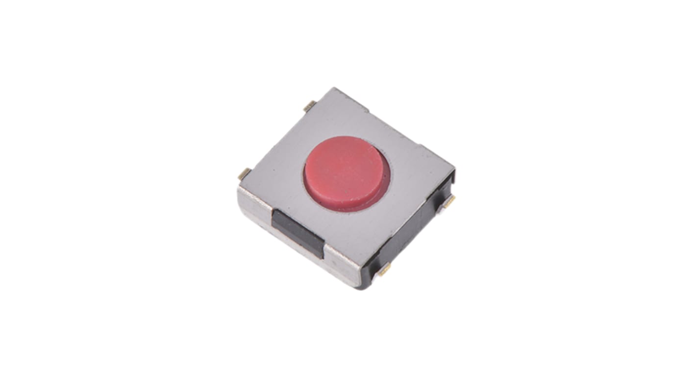 Red Tactile Switch, SPST 50 mA @ 12 V dc