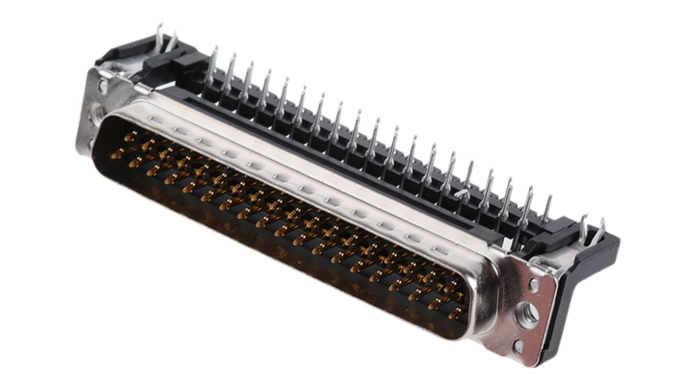 Harting 37 Way Right Angle Through Hole D-sub Connector Plug, 2.76mm Pitch, with 4-40 UNC Threaded Inserts, Boardlocks