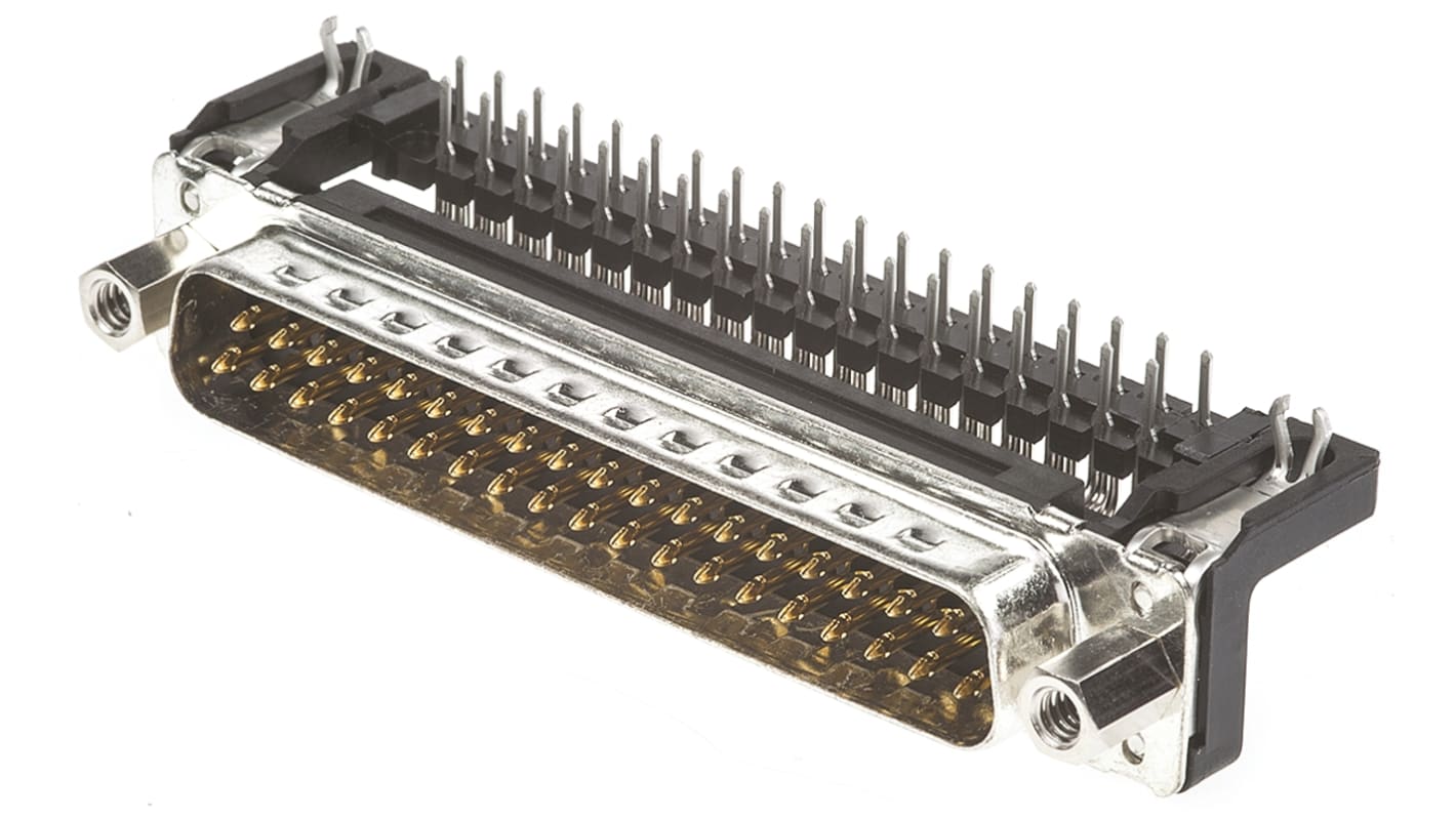 Harting 37 Way Right Angle Through Hole D-sub Connector Plug, 2.76mm Pitch, with 4-40 UNC Female Screwlocks, Boardlocks