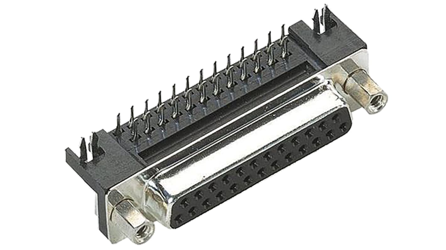 HARTING 37 Way Right Angle Through Hole D-sub Connector Plug, 2.77mm Pitch, with 4-40 UNC Threaded Inserts, Boardlocks