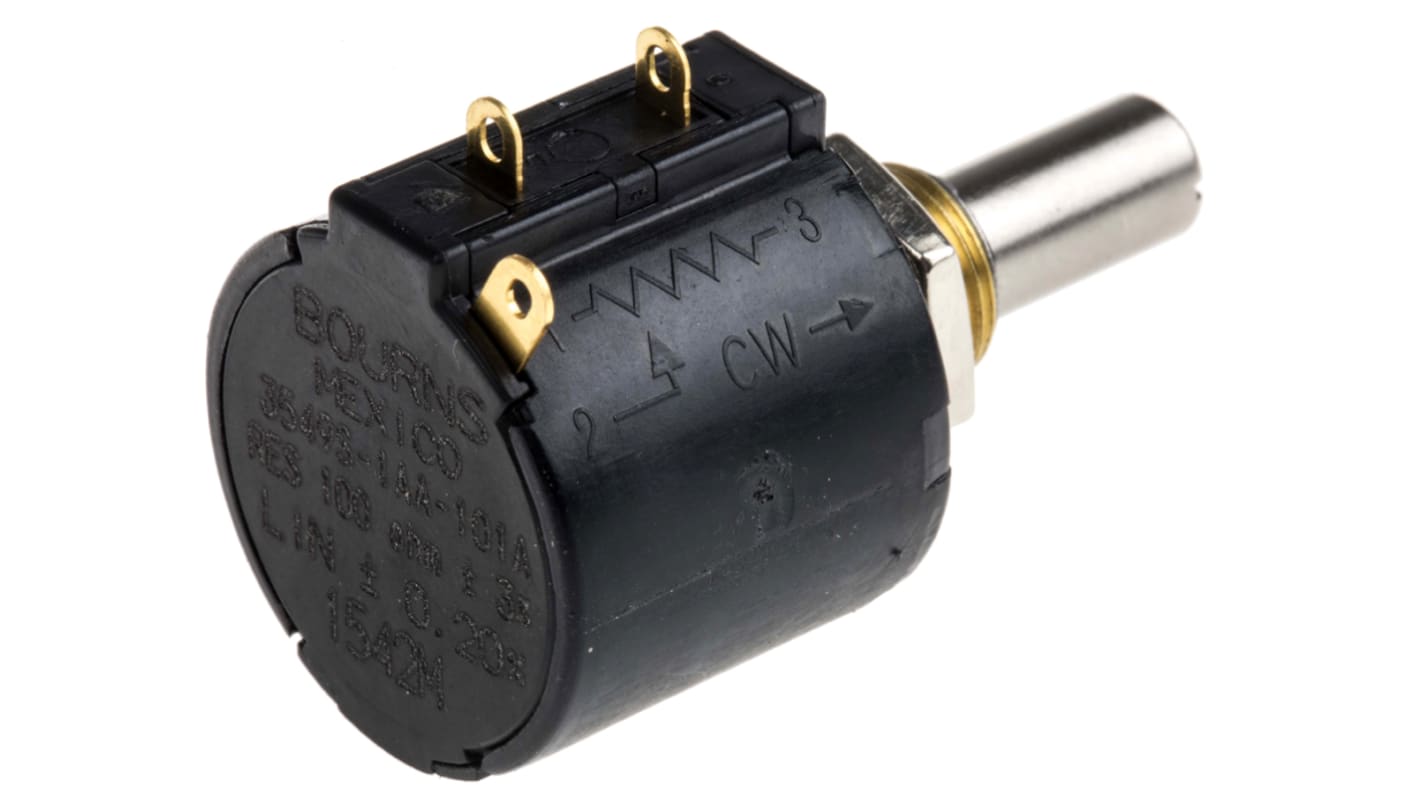 Bourns 100Ω Rotary Potentiometer 10Turns 1Gang Panel Mount, 3549S1AA