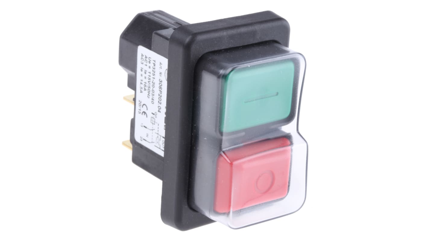 Apem 3000 Series Push Button Switch, Momentary, DPDT, IP65