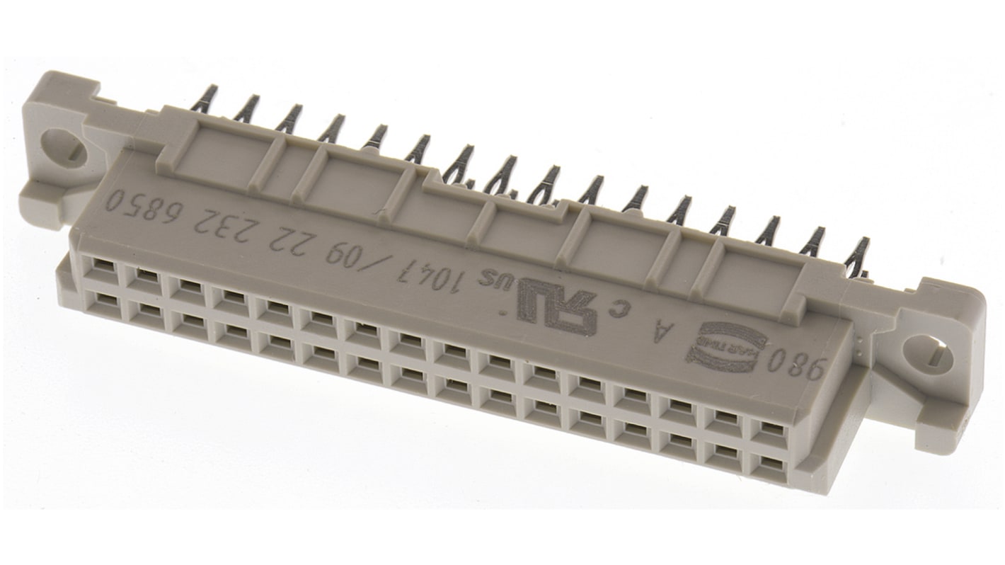 Harting C2 DIN 41612-Steckverbinder Buchse Gerade, 32-polig / 2-reihig, Raster 2.54mm Crimpanschluss Durchsteckmontage