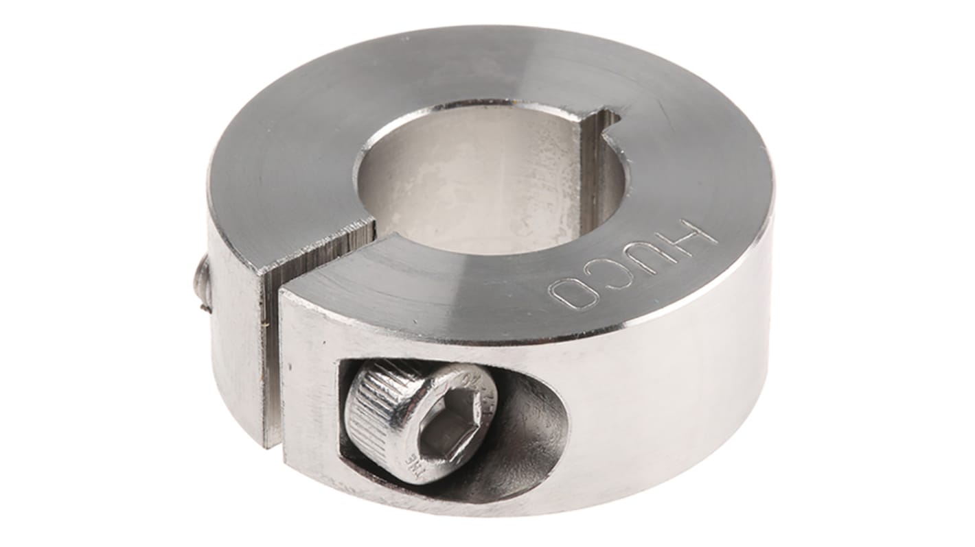 Huco Shaft Collar One Piece Clamp Screw, Bore 16mm, OD 34mm, W 13mm, Stainless Steel