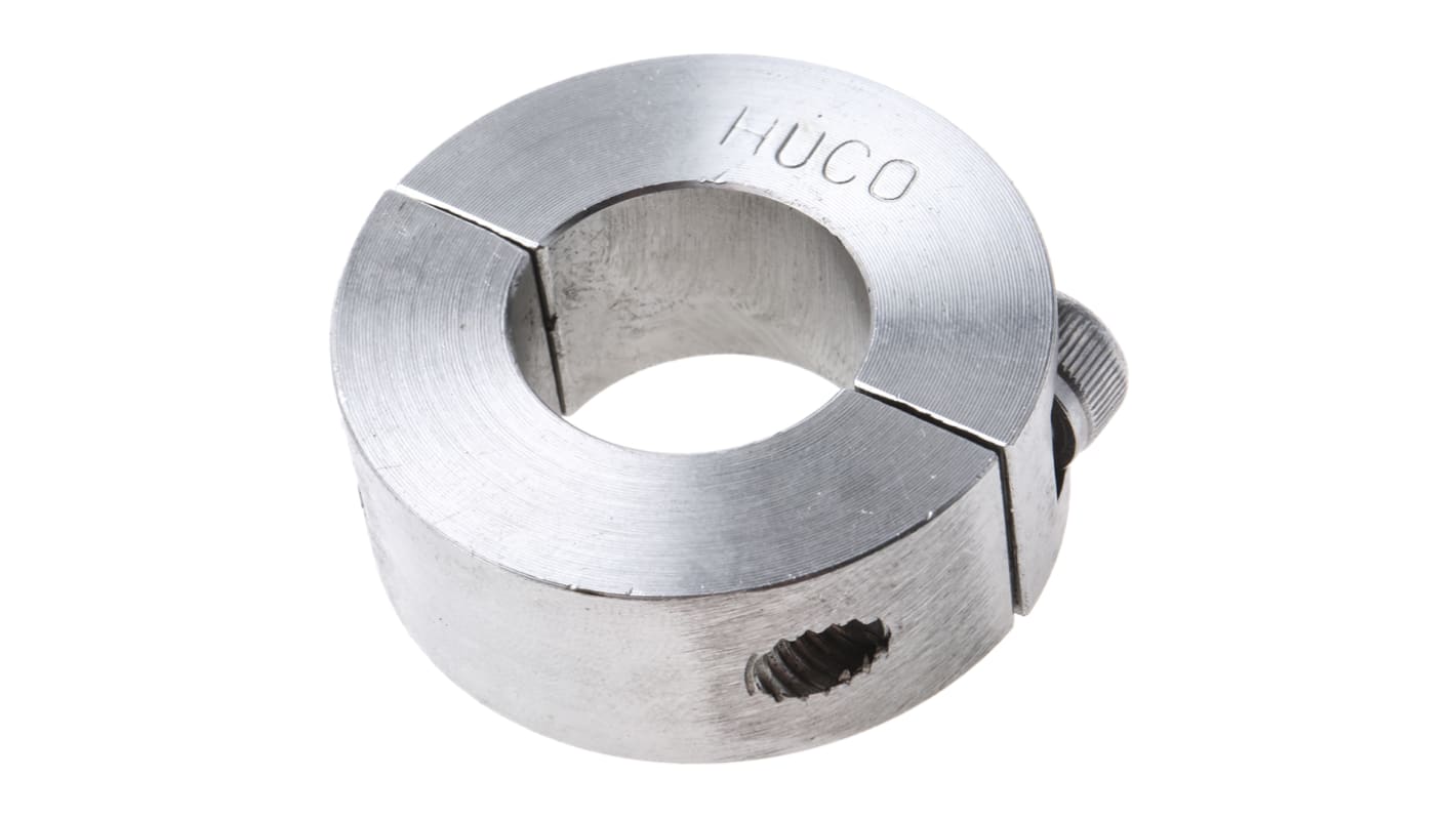 046202020 Huco Shaft Collar Two Piece Clamp Screw, Bore 20mm, OD 40mm, W 15mm, Stainless Steel