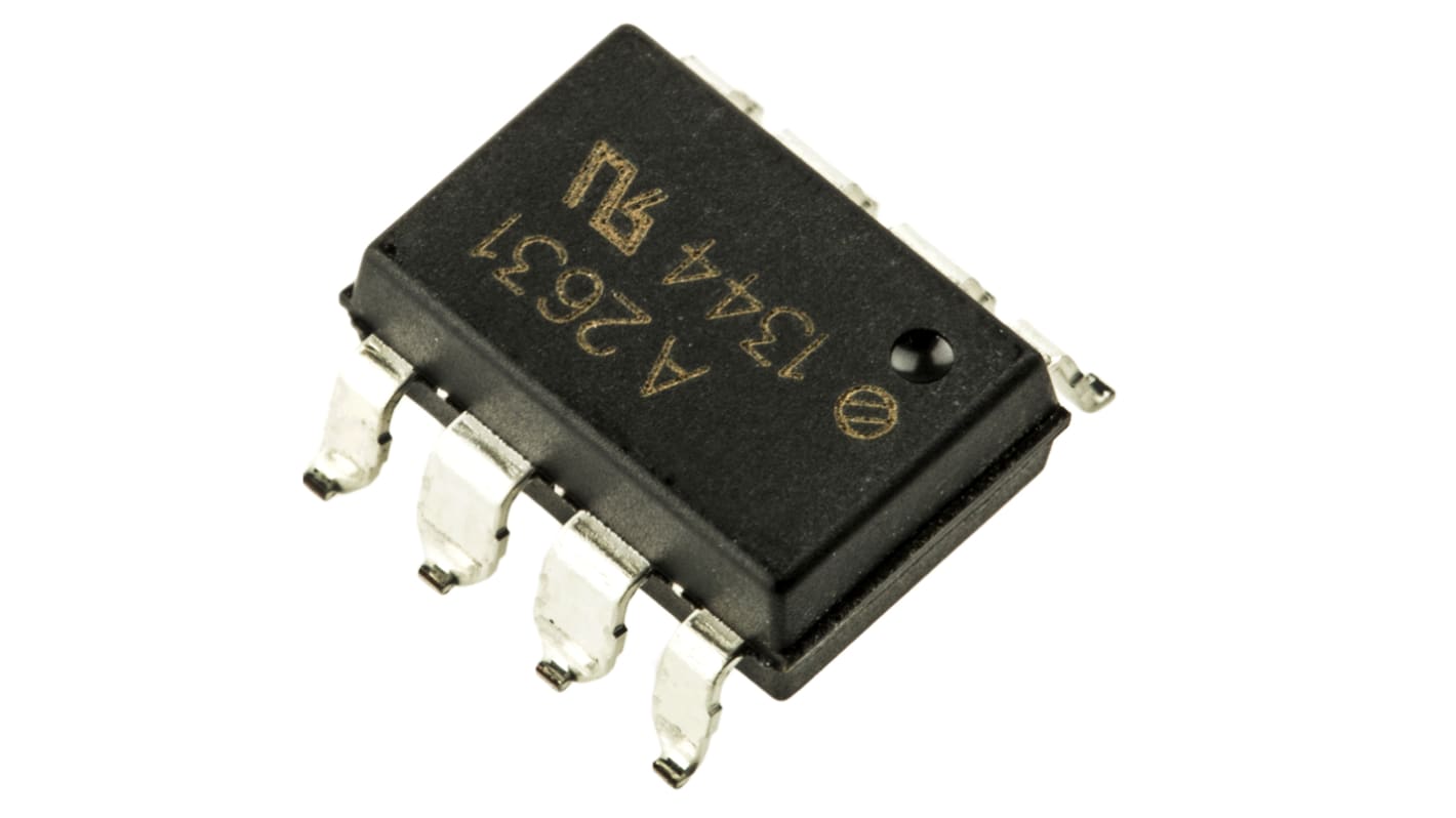 Optoacoplador Broadcom HCPL de 2 canales, Vf= 1.75V, Viso= 3,75 kVrms, IN. DC, OUT. Transistor, mont. superficial,