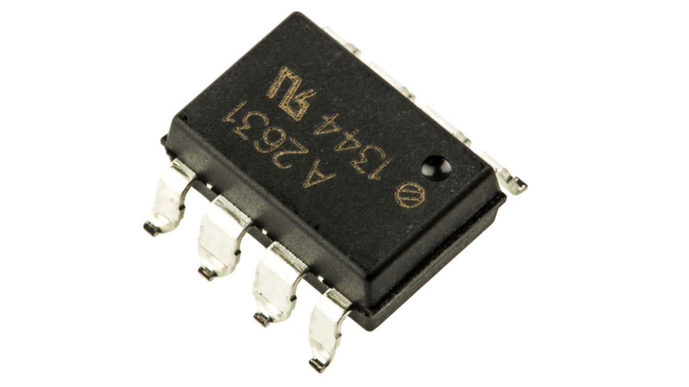 Optoacoplador Broadcom de 2 canales, Vf= 1.75V, Viso= 3,75 kVrms, IN. DC, OUT. Transistor, mont. superficial,