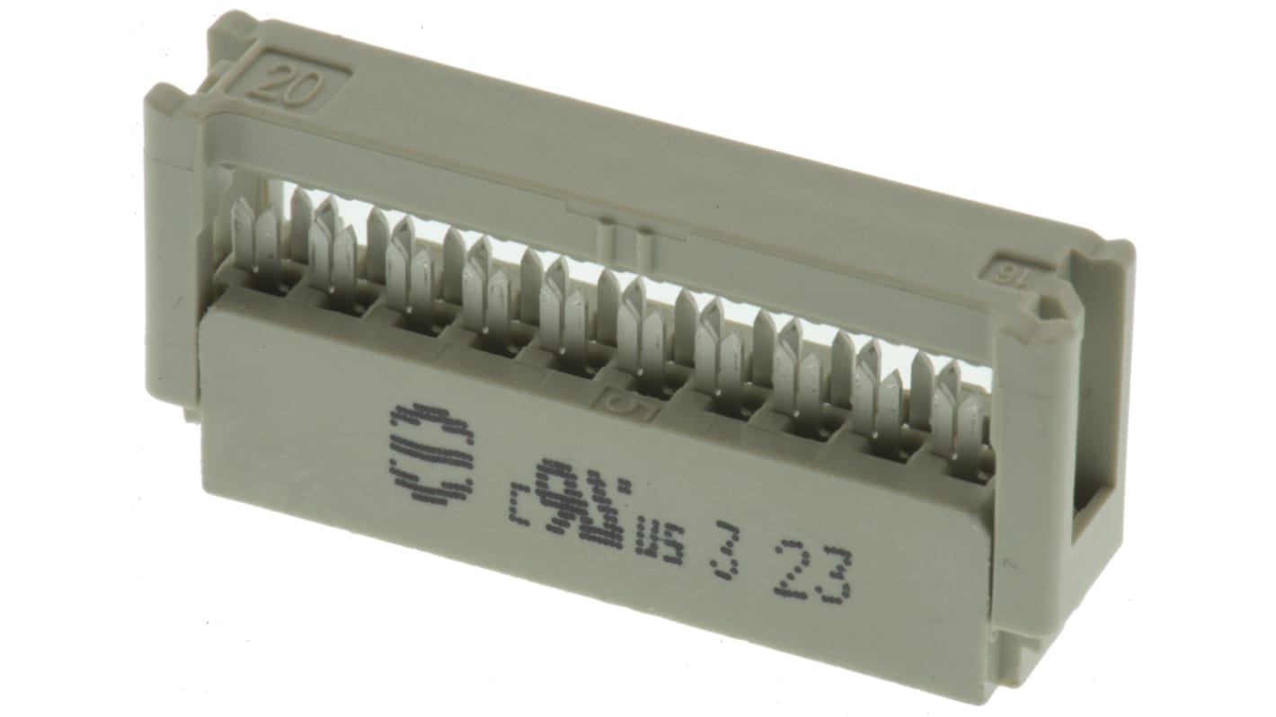 Conector IDC hembra Harting serie SEK-18 de 20 vías, paso 2.54mm, 2 filas, Montaje de Cable