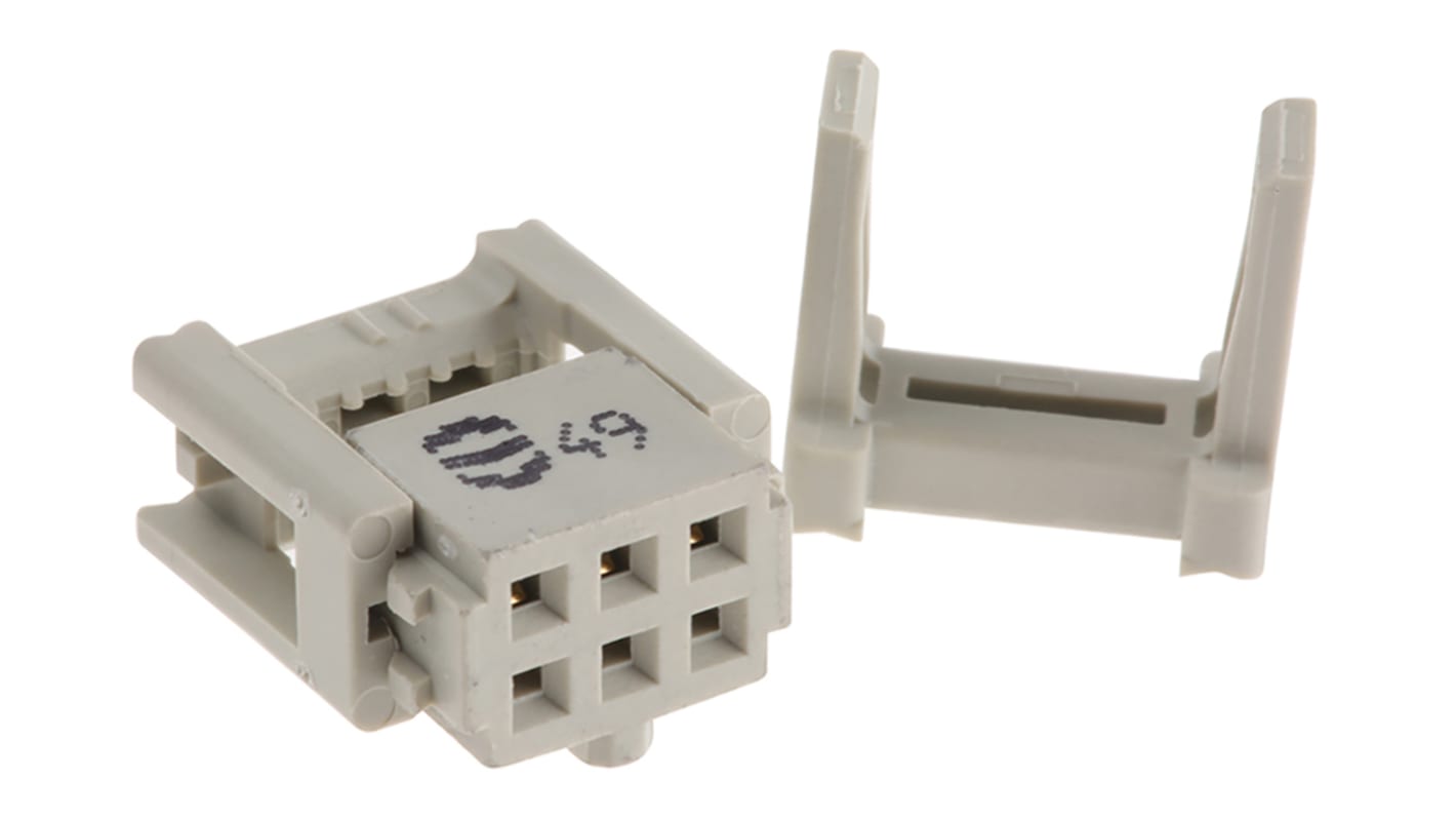 Conector IDC hembra Harting serie SEK-18 de 6 vías, paso 2.54mm, 2 filas, Montaje de Cable