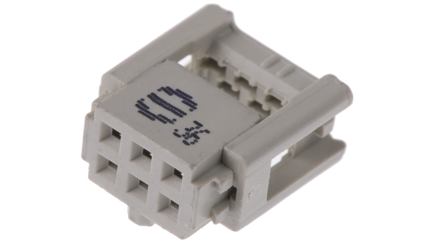 Conector IDC hembra Harting serie SEK-18 de 6 vías, paso 2.54mm, 2 filas, Montaje de Cable