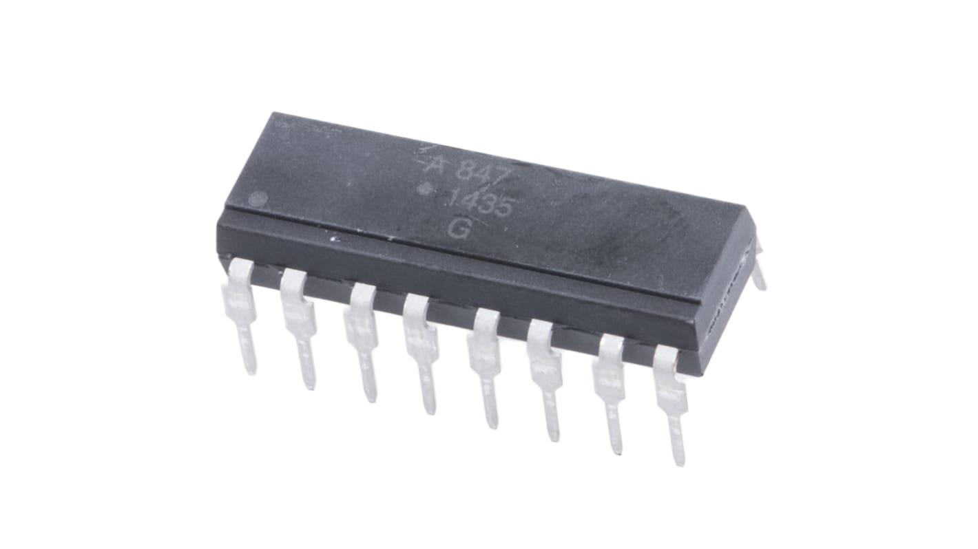 Broadcom THT Quad Optokoppler DC-In / Transistor-Out, 16-Pin PDIP, Isolation 5 kV eff
