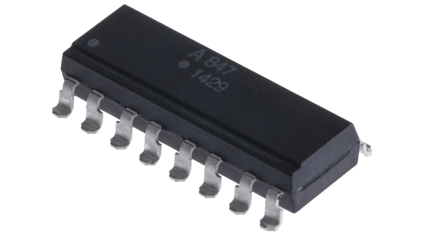 Broadcom, ACPL-847-300E DC Input Transistor Output Quad Optocoupler, Surface Mount, 16-Pin PDIP