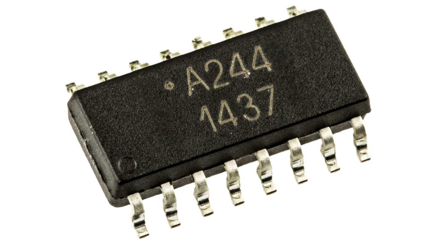 Fotoaccoppiatore Broadcom, 4 canali, Montaggio superficiale, uscita Transistor 20%, 16 Pin