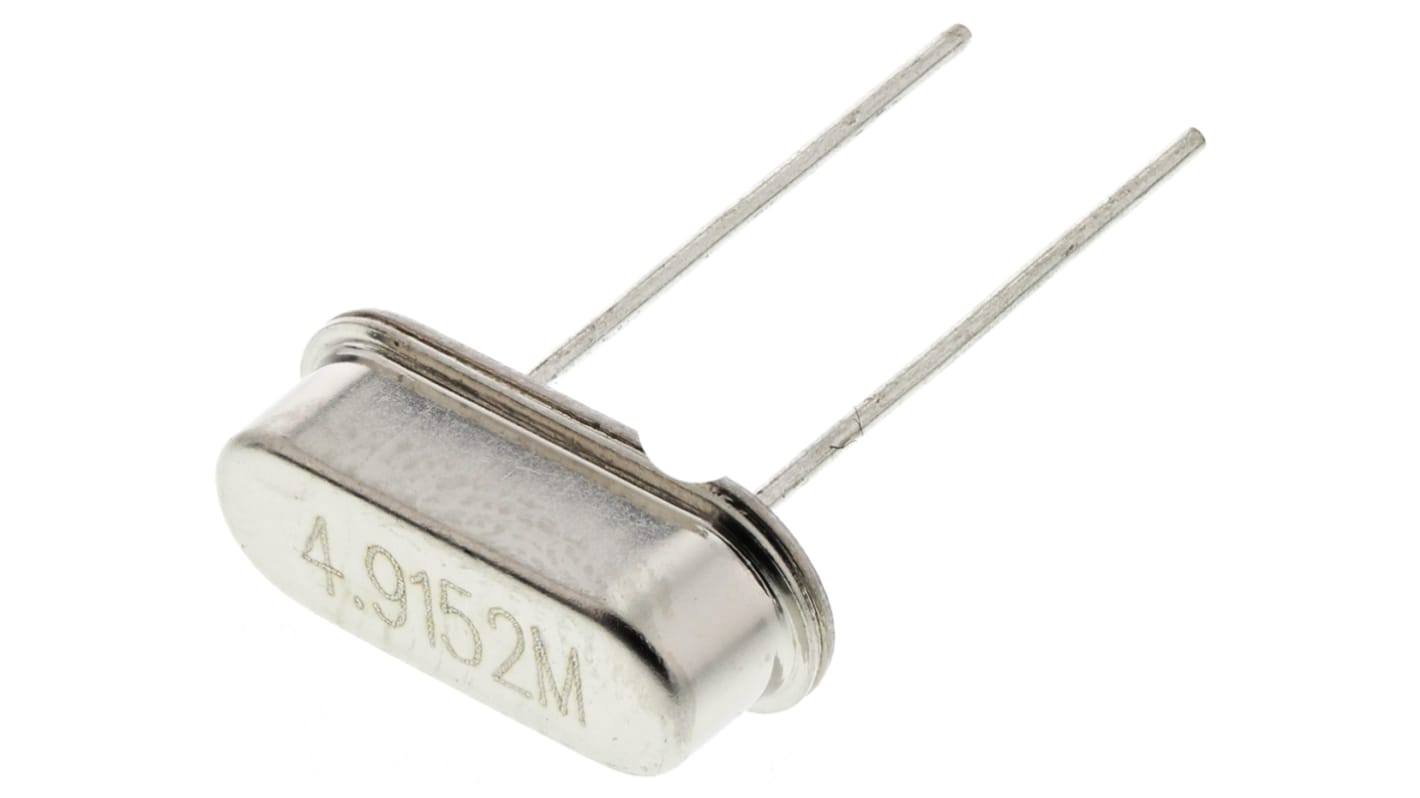 Unidad de cristal 4.9152MHZ, ±30ppm, HC-49-4H, 2-Pin, 10.77 x 4.34 x 3.5mm