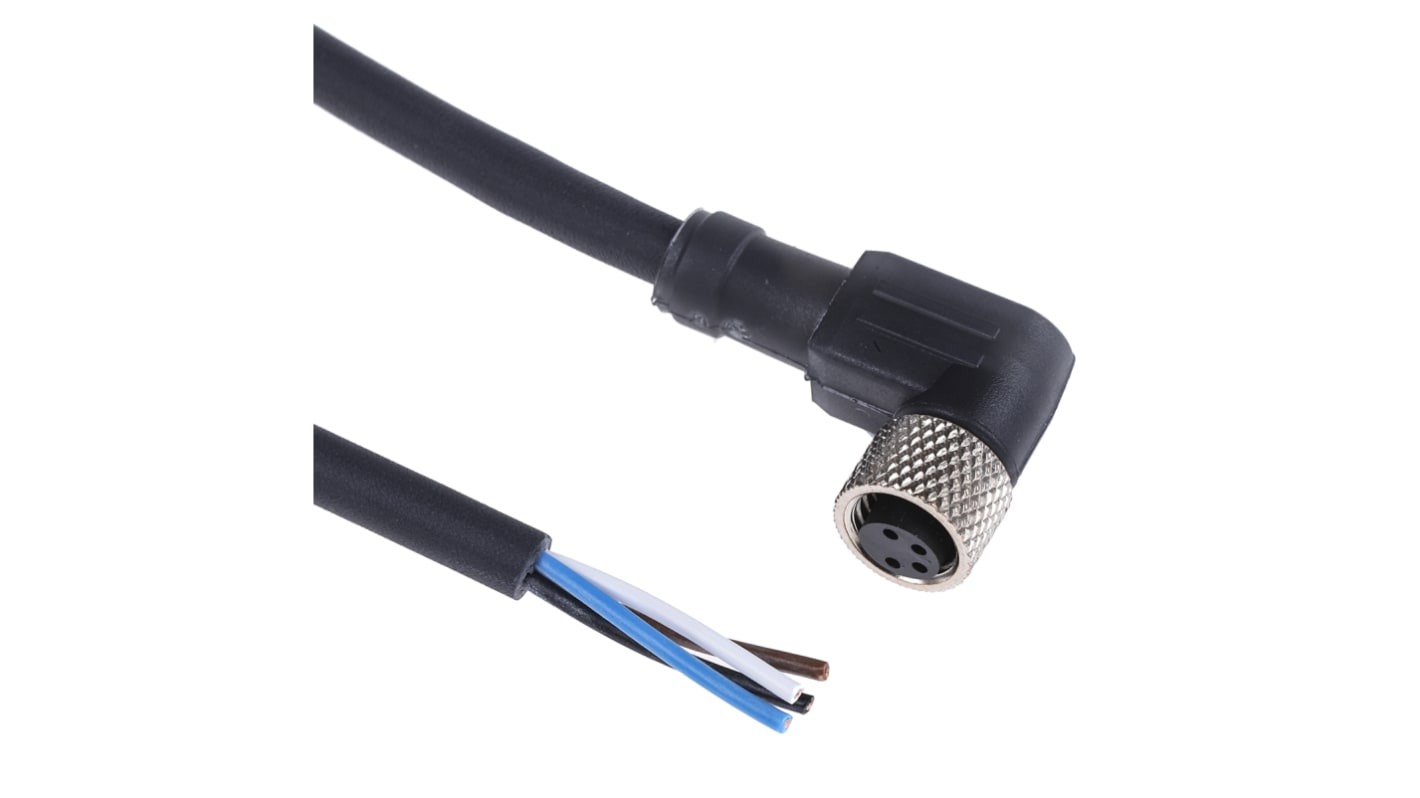 Telemecanique Sensors Right Angle Female 4 way M8 to Unterminated Sensor Actuator Cable, 5m